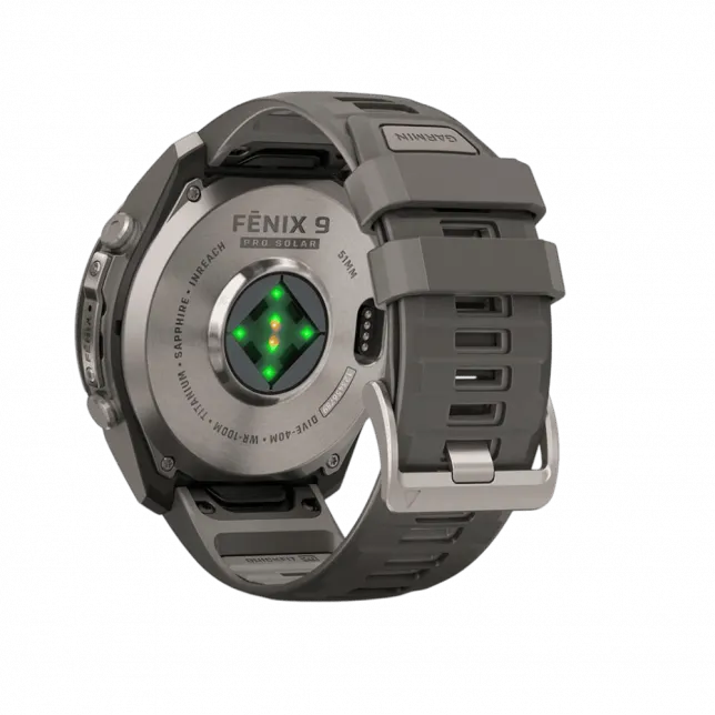 Смарт-годинник Garmin Fenix 9 Pro - inReach, Solar, 51мм Titanium з Pebble Grey темно-сірим силіконовим ремінцем