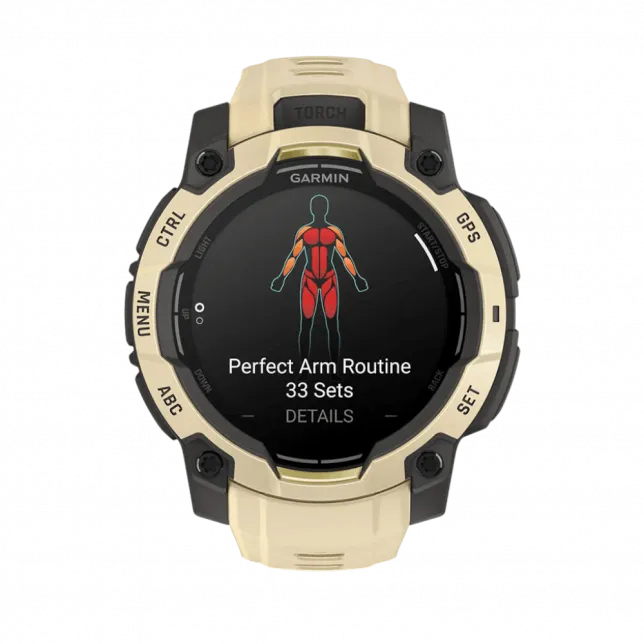 Смарт-годинник Garmin Instinct 3 45 мм, AMOLED Citrine бежевий з Citrine бежевим силіконовим ремінцем