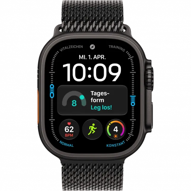 Apple Watch Ultra 4 GPS + LTE 49mm Black Titanium Case with Black Titanium Milanese Loop - Large (MJAX4)