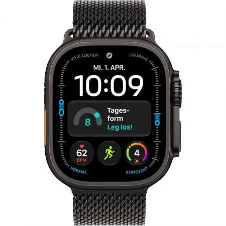 Apple Watch Ultra 4 GPS + LTE 49mm Black Titanium Case with Black Titanium Milanese Loop - Large (MJAX4)