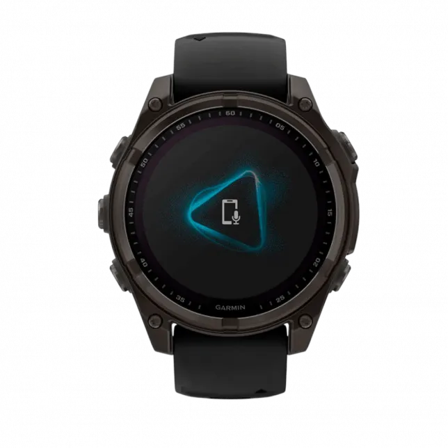 Смарт-годинник Garmin Fenix 8 47мм, Solar Sapphire, Carbon Grey DLC Titanium з Black/Pebble Grey чорним силіконовим ремінцем