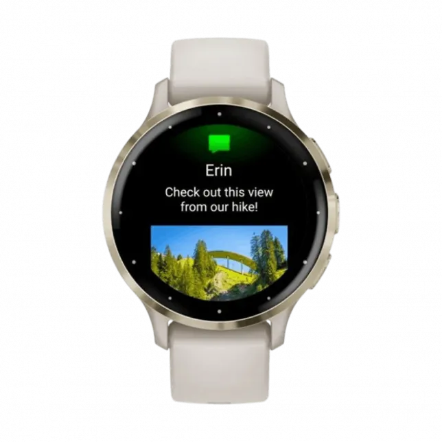 Смарт-годинник Garmin Venu 3S Soft Gold Stainless Steel Bezel з Ivory білим корпусом та силіконовим ремінцем