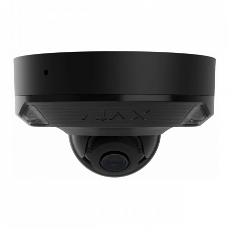 IP-Камера дротова Ajax DomeCam Mini HL black, 8мп, 2.8мм, гібридне підсвічування IR 15м, білий Led 15м, Poe, True WDR, IP 65, ІЧ 15м, аудіо, кут огляду 100° до 110°, міні купольна, чорна