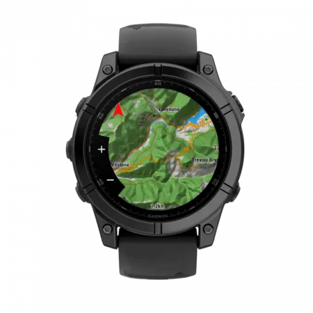 Смарт-годинник Garmin Fenix E 47мм, AMOLED Slate Gray Steel з чорним силіконовим ремінцем