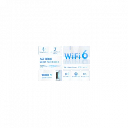Розширювач покриття WiFi TP-LINK RE600X AX1800, 1хGE, MESH