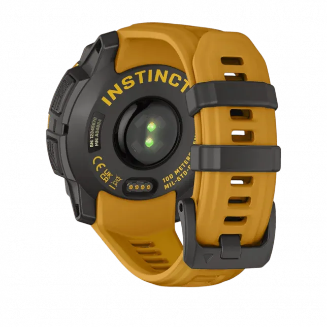 Смарт-годинник Garmin Instinct 3 45 мм, Solar Sunburst помаранчевий з Sunburst/Grey помаранчевим/сірим силіконовим ремінцем