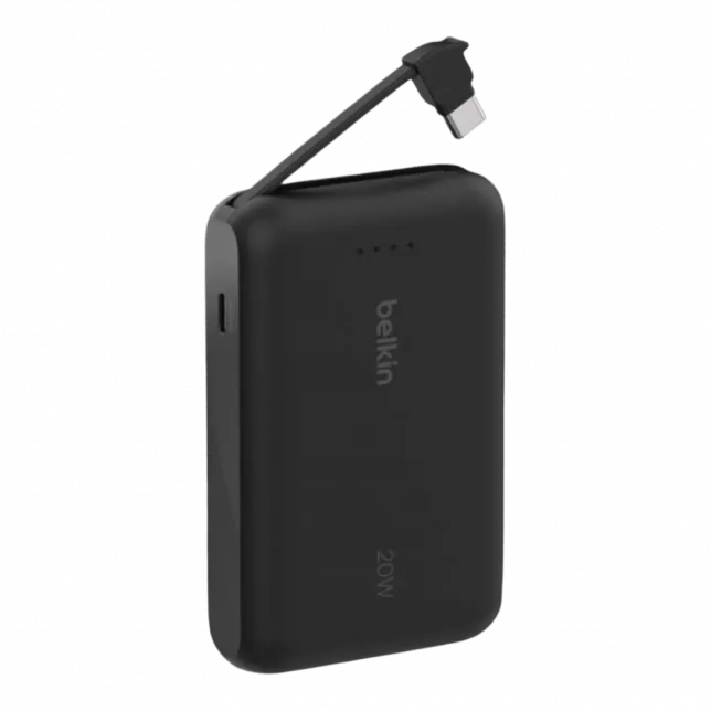 Повербанк Belkin 10000mAh 20W з інтегрованим кабелем USB-C, Black