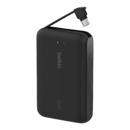 Повербанк Belkin 10000mAh 20W з інтегрованим кабелем USB-C, Black