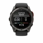 Смарт-годинник Garmin Fenix 8 51мм, MicroLED Sapphire, Titanium, Carbon Gray DLC з Black/Pebble Grey чорним/сірим силіконовим ремінцем
