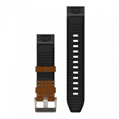 Ремінець QuickFit 22 мм, Brown/Black коричневий гібридний шкіряний/каучуковий