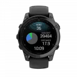 Смарт-годинник Garmin Fenix E 47мм, AMOLED Slate Gray Steel з чорним силіконовим ремінцем