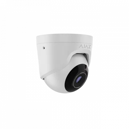 IP-Камера дротова Ajax TurretCam, 5мп, 2.8мм, Poe, True WDR, IP 65, ІЧ 35м, аудіо, кут огляду 100° до 110°, купольна, біла