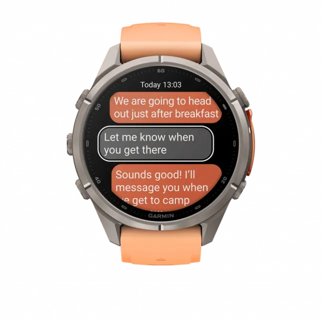 Смарт-годинник Garmin Fenix 9 Pro - inReach, 43мм Titanium з Shell Pink/Autumn Orange рожевим/помаранчевим силіконовим ремінцем