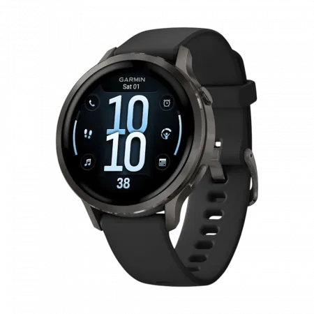 Смарт-годинник Garmin Venu 4 41 мм Slate з Black чорним силіконовим ремінцем