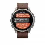 Смарт-годинник Garmin Fenix 9 Pro - inReach, 47мм Titanium з Walnut коричневим шкіряним ремінцем