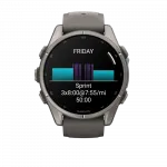 Смарт-годинник Garmin Fenix 9 43мм, Titanium з Pebble Gray темно-сірим силіконовим ремінцем