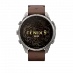 Смарт-годинник Garmin Fenix 9 Pro - inReach, 47мм Titanium з Walnut коричневим шкіряним ремінцем