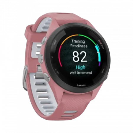 Смарт-годинник Garmin Forerunner 265S з Light Pink корпусом та Light Pink/Powder Grey рожевим силіконовим ремінцем