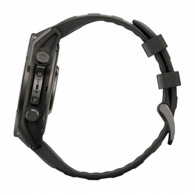Смарт-годинник Garmin Fenix 9 47мм, Carbon Grey DLC Titanium з Black чорним силіконовим ремінцем