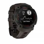 Смарт-годинник Garmin Instinct E 45 мм Black чорний з Charcoal коричневим силіконовим ремінцем