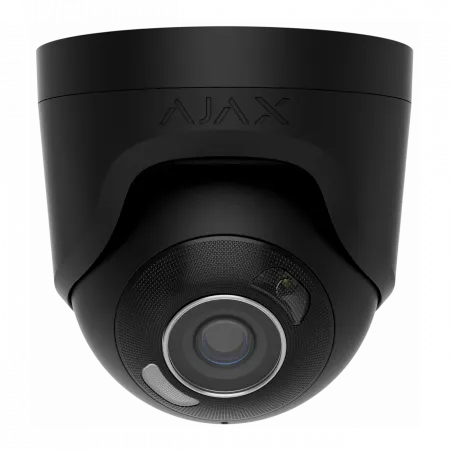 IP-Камера дротова Ajax TurretCam HL black, 8мп, 4мм, гібридне підсвічування IR 50м, білий Led 50м, Poe, True WDR, IP 65, ІЧ 50м, аудіо, 75° до 85°, купольна, чорна