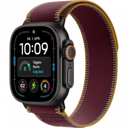 Apple Watch Ultra 4 GPS + LTE 49mm Black Titanium Case with Burgundy Trail Loop - M/L (MJC44)