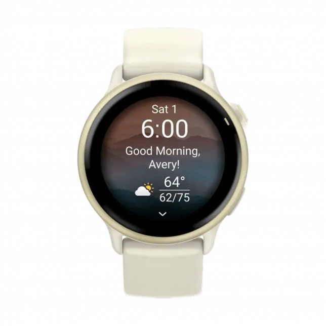 Смарт-годинник Garmin Vivoactive 6 Lunar Gold з Bone білим силіконовим ремінцем