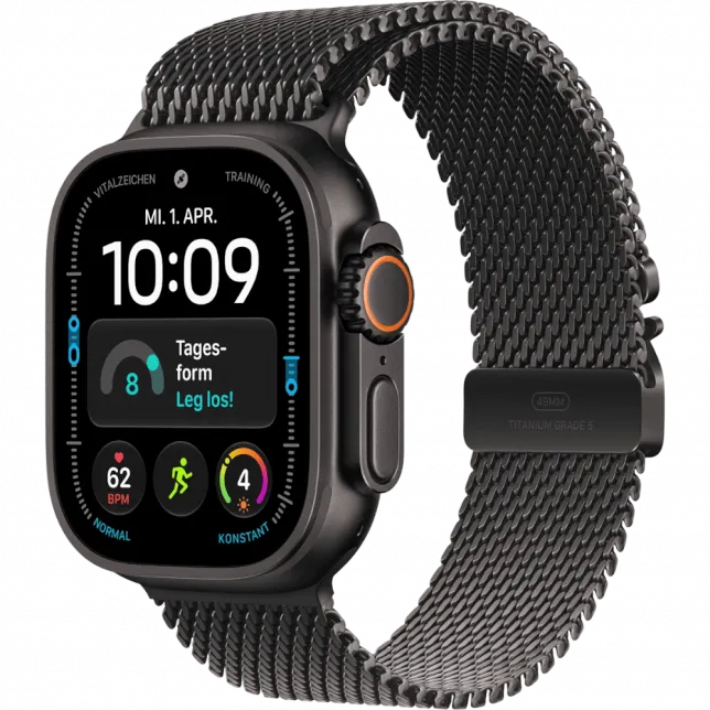 Apple Watch Ultra 4 GPS + LTE 49mm Black Titanium Case with Black Titanium Milanese Loop - Small (MJAU4)