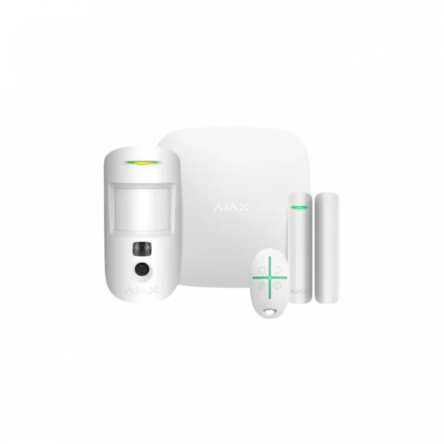 Комплект охоронної сигналізації Ajax HDR StarterKit Cam Plus, hub 2 plus, motioncam HDR, doorprotect, spacecontrol, jeweller, бездротовий, білий