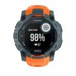 Смарт-годинник Garmin Instinct 3 50 мм, Solar Twilight сірий з Solstice помаранчевим силіконовим ремінцем