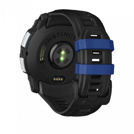 Смарт-годинник Garmin Instinct 3 50 мм, Solar Whitestone білий з Black/Bolt Blue чорним/синім силіконовим ремінцем