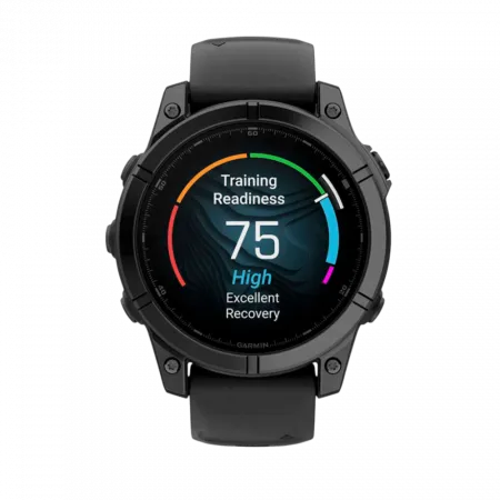 Смарт-годинник Garmin Fenix E 47мм, AMOLED Slate Gray Steel з чорним силіконовим ремінцем