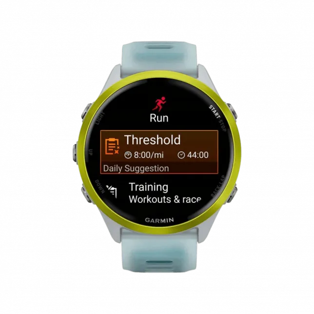 Смарт-годинник Garmin Forerunner 570 47мм Amp Yellow Aluminum з Translucent Whitestone/Turquoise блакитним силіконовим ремінцем