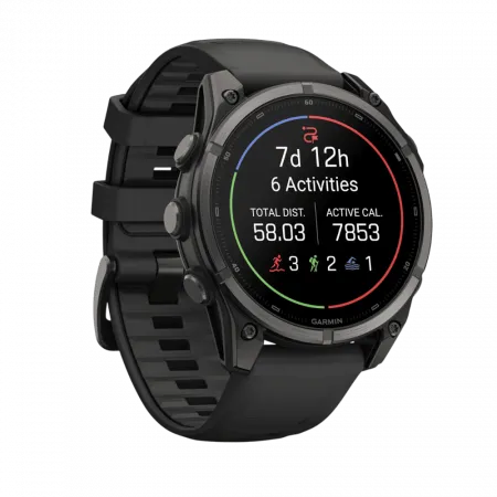 Смарт-годинник Garmin Fenix 9 47мм, Carbon Grey DLC Titanium з Black чорним силіконовим ремінцем