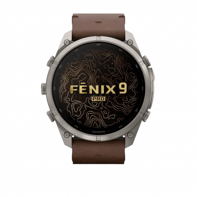Смарт-годинник Garmin Fenix 9 Pro - inReach, 51мм Titanium з Walnut коричневим шкіряним ремінцем