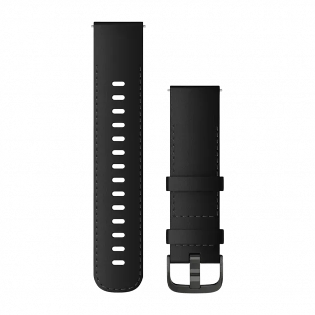 Ремінець Quick Release 22 мм, Black чорний, Brushed Slate застібка, шкіра