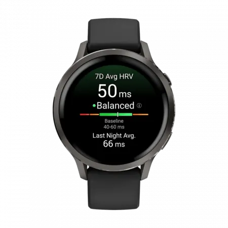 Смарт-годинник Garmin Venu 4 41 мм Slate з Black чорним силіконовим ремінцем