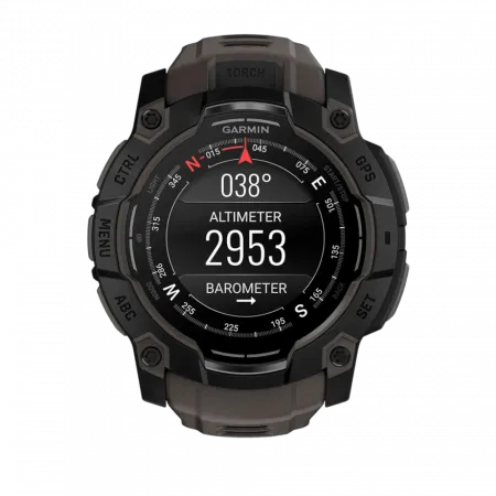 Смарт-годинник Garmin Instinct 3 50 мм, AMOLED Black чорний з Charcoal коричневим силіконовим ремінцем