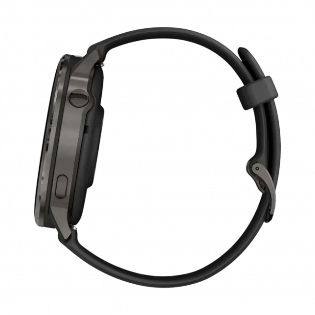 Смарт-годинник Garmin Venu 4 45 мм Slate з Black чорним силіконовим ремінцем