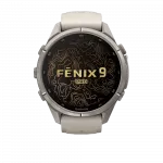Смарт-годинник Garmin Fenix 9 Pro 43мм, Titanium з Fog Grey/Dark Sandstone сірим/темно сірим силіконовим ремінцем