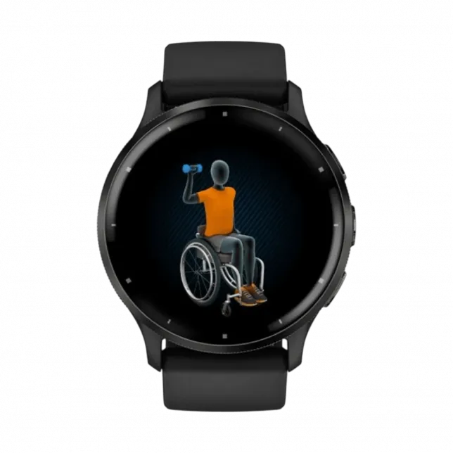 Смарт-годинник Garmin Venu 3 Slate stainless steel bezel з чорним корпусом та силіконовим ремінцем