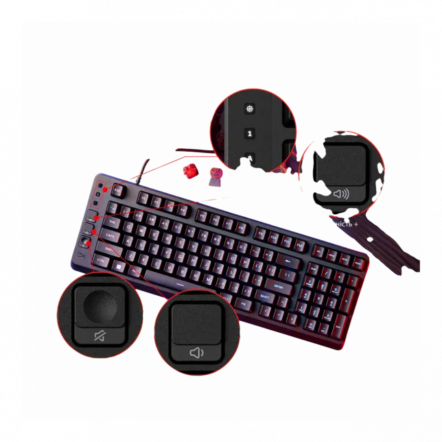 Клавіатура мембранна HyperX Alloy Origins EVE 1800 99key, Red, USB-A, EN/UA, RGB, чорний