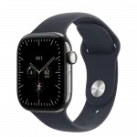 Apple Watch Series 12 GPS + LTE 46mm Natural Titanium Case with Navy Blue Sport Band - S/M (MJGM4)