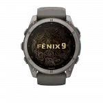 Смарт-годинник Garmin Fenix 9 51мм, Titanium з Pebble Gray темно-сірим силіконовим ремінцем