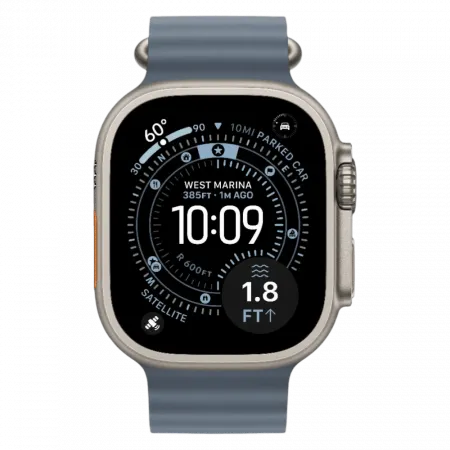 Apple Watch Ultra 3 GPS + LTE, 49mm Natural Titanium Case with Anchor Blue Ocean Band