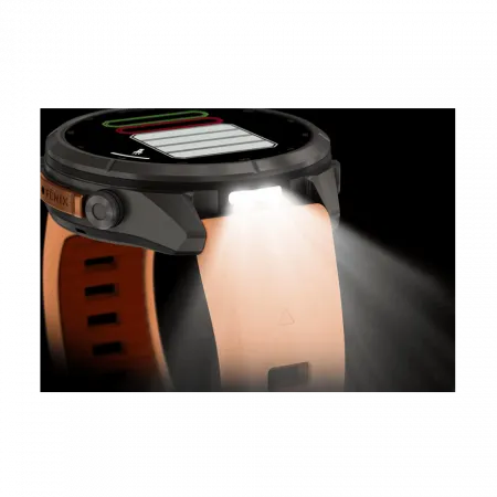 Смарт-годинник Garmin Fenix 9 Pro - inReach, 43мм Titanium з Shell Pink/Autumn Orange рожевим/помаранчевим силіконовим ремінцем