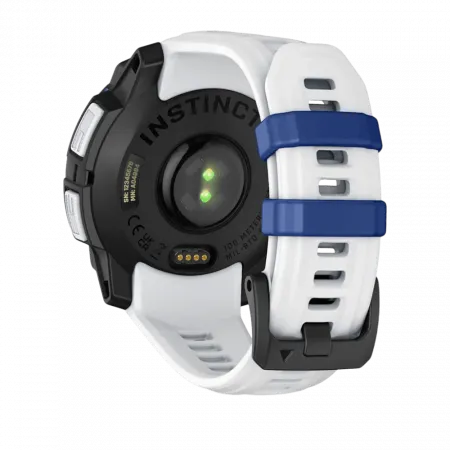 Смарт-годинник Garmin Instinct 3 45 мм, Solar Whitestone білий з Whitestone/Bolt Blue білим/синім силіконовим ремінцем
