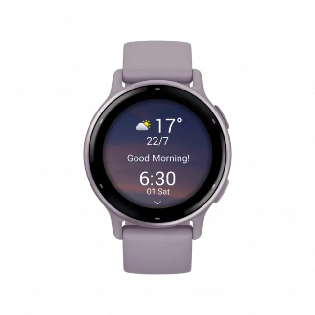 Смарт-годинник Garmin Vivoactive 5 Metallic Orchid Aluminum Bezel з бузковим корпусом Orchid та силіконовим ремінцем