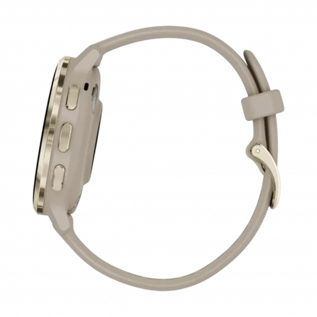 Смарт-годинник Garmin Venu 3S Soft Gold Stainless Steel Bezel з French Gray сірим корпусом та силіконовим ремінцем