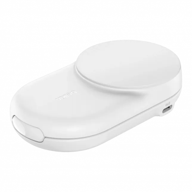 Зарядний пристрій бездротовий Belkin UltraCharge 2в1 Foldable Magnetic Charging 25W, White